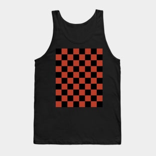 Burnt Orange and Black Chessboard Pattern Tank Top